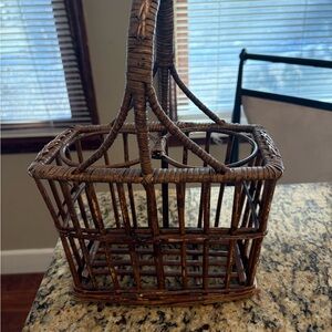 Vintage Wicker Wine Carrier Basket